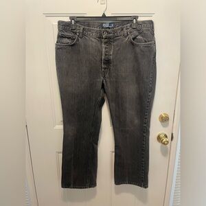 Vintage Polo Ralph Lauren Button Fly Distressed Black Denim Jeans - Men's 40x32
